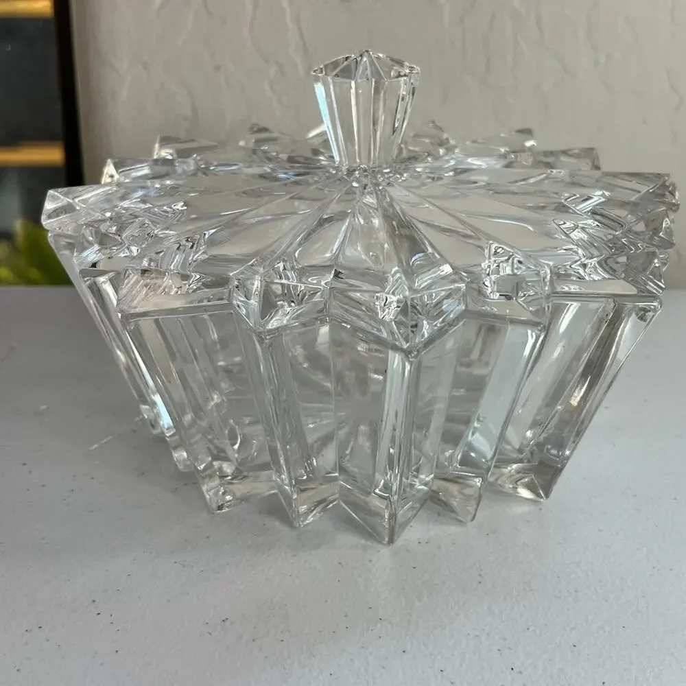 Crystal Box Star With Heavy Lead Shaped Clear Cut Trinket/Jewelry